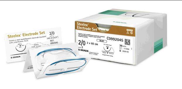 STEELEX ELECTRODE-SET синій, розмір USP 3/0 довжина 60см колюча голка 1/2 кола, довжина (мм) 17